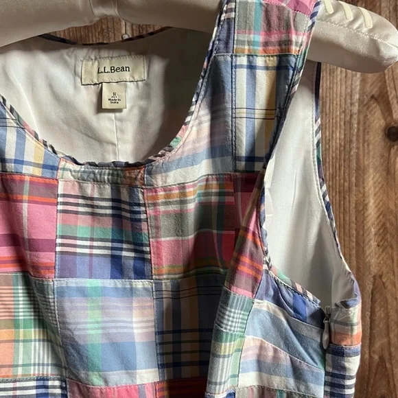 L.L.Bean Vintage Pastel Patchwork Plaid Girlhoodcore Shift Dress Sz 8 Petite - Picture 6 of 12